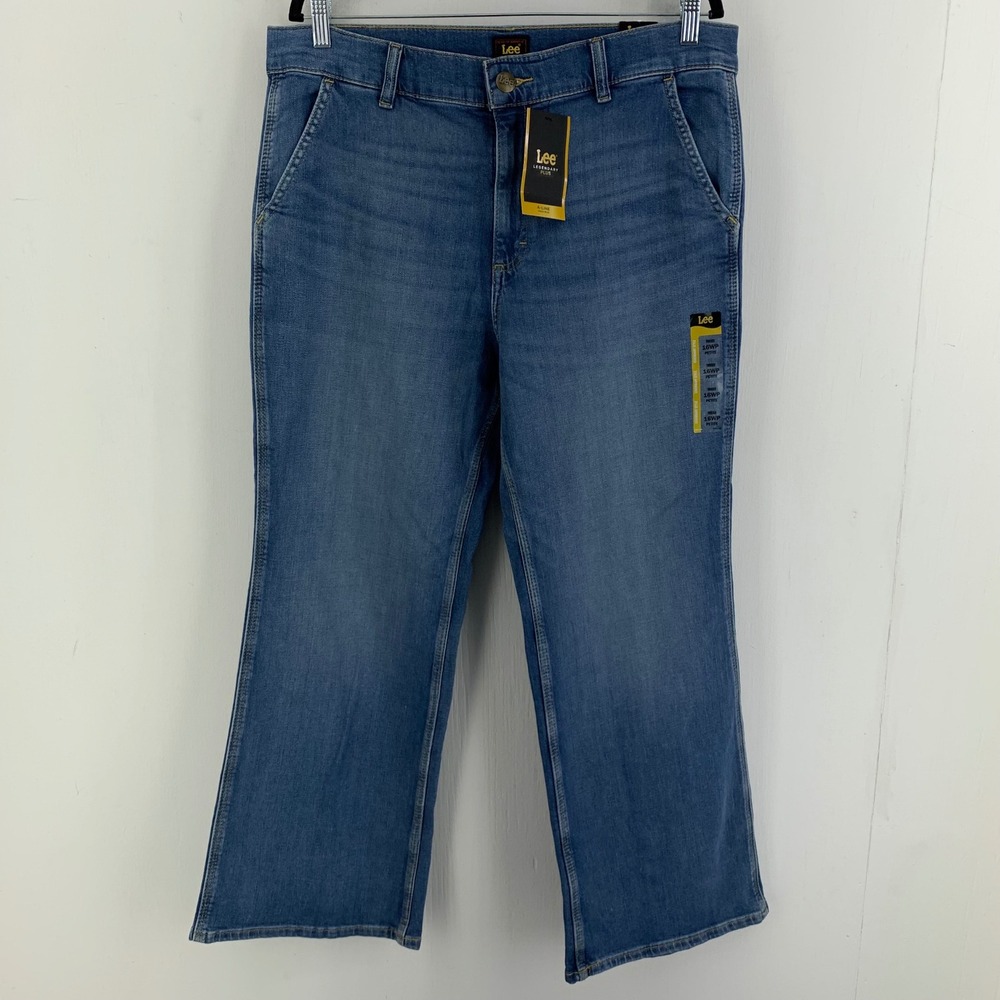 Lee Legendary Plus A-Line High Rise Wide Leg Jeans 16WP Winter Dew Blue 005